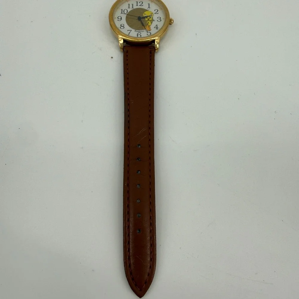 Armitron Tweety Bird Watch Water Resistant Vintage 2000 WORKS Y2K‎ Brown Band